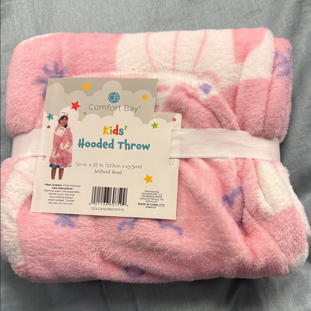 Comfort Bay Pink and Purple Kids' Hooded Throw